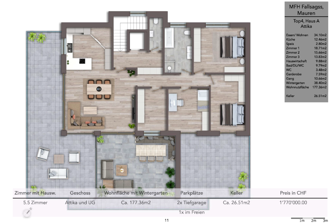 Exklusive 4.5-Zimmer-Attikawohnung in Mauren | Top 4 Haus A