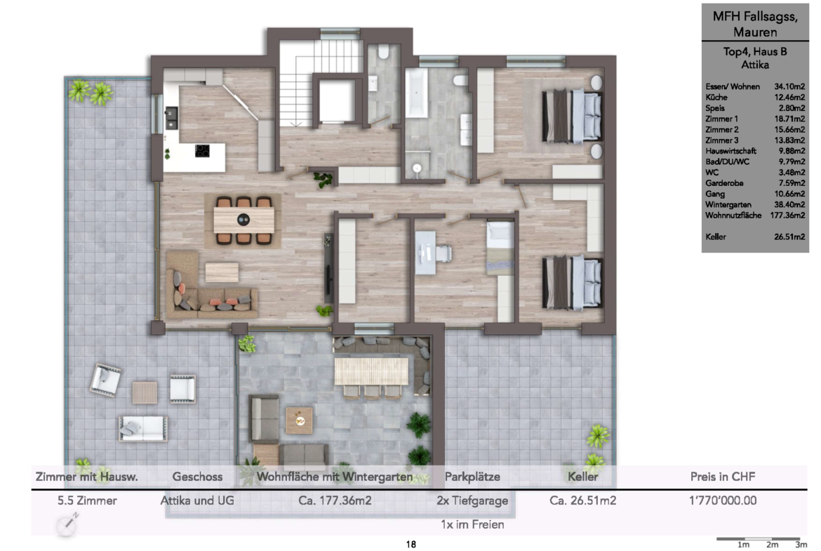 Exklusive 4.5-Zimmer-Attikawohnung in Mauren | Top 4 Haus B