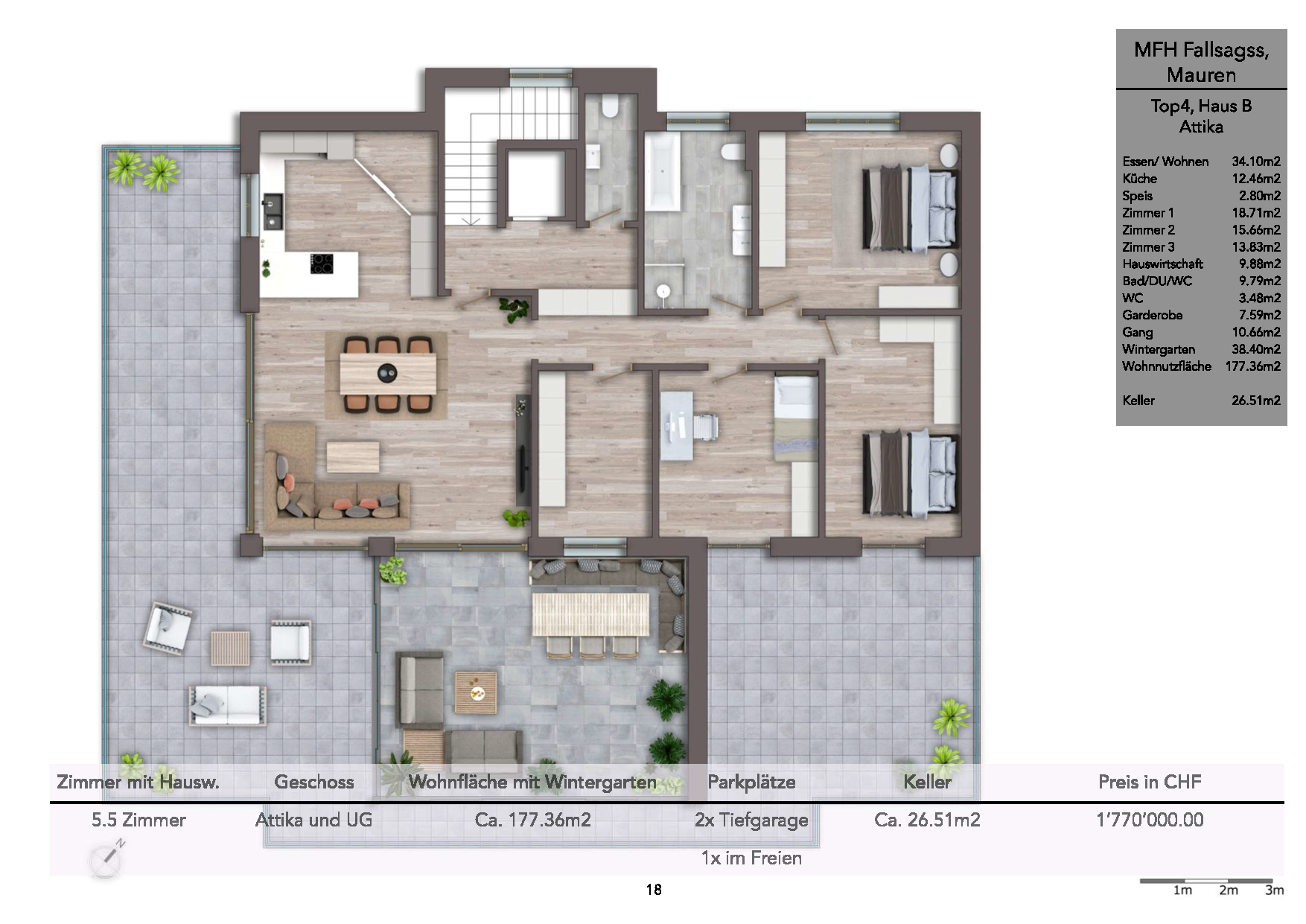 Exklusive 4.5-Zimmer-Attikawohnung in Mauren | Top 4 Haus B