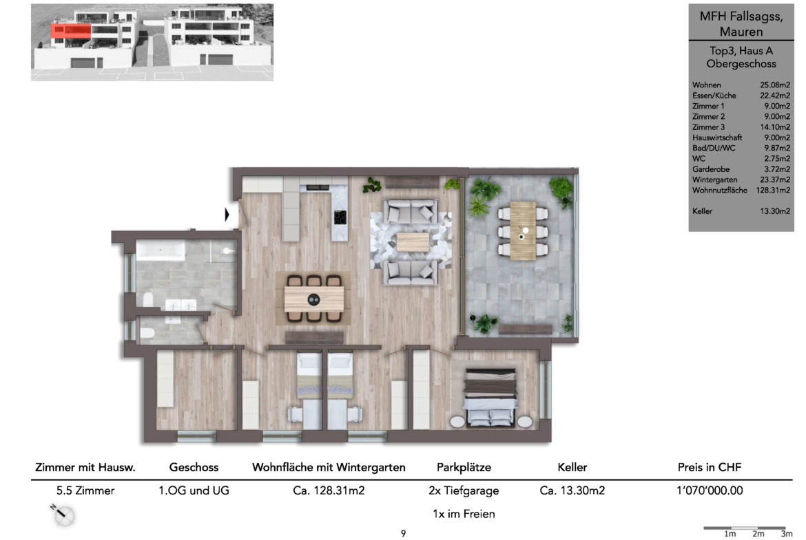 Exklusive 4.5-Zimmerwohnung in Mauren | 1. OG | Top 3 Haus A